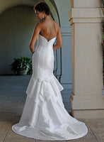 ELEGANT FIGURE HUGGING TAFFETA MERMAID BRIDAL GOWN WITH LAYERED SKIRT (MS075)