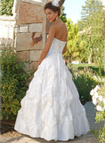 ELEGANT TAFFETA DEB BALL GOWN WITH SCATTERED PEARL RUCHING & LACE UP BACK (MS080)