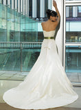 ELEGANT TAFFETA  BRIDAL DEB GOWN WITH GATHERED BUST DETAIL & LACE UP BACK (MS094)