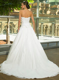 ELEGANT SILK CHIFFON WITH GATHERED CRISS CROSS BUST BRIDAL GOWN WITH LACE UP BACK (MS107)