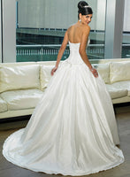 ELEGANT TAFFETA SWEETHEART CORSET BODICE BALLROOM BRIDAL DEB GOWN WITH LACE UP BACK (MS108)