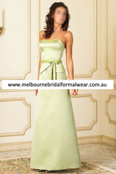 ELEGANT SATIN A-LINE BRIDESMAIDS DRESS WITH BEADS & BELT (LR018)