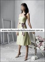 ELEGANT LIGHT GREEN TAFFETA BRIDESMAID DRESS WITH BUBBLE SKIRT & SASH (LR028)