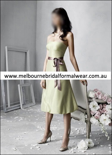 ELEGANT LIGHT GREEN TAFFETA BRIDESMAID DRESS WITH BUBBLE SKIRT & SASH (LR028)