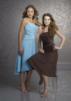 ELEGANT SILK CHIFFON COCKTAIL PARTY DRESS WITH SIDE GATHERING AND LAYER SKIRT (L118)