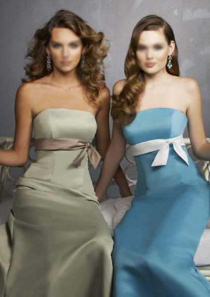 ELEGANT FULL LENGTH SATIN BRIDESMAID EVENING DRESS WITH EMPIRE LINE SASH & BOW (LR121)