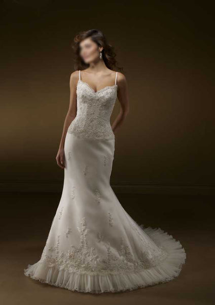 ELEGANT MERMAID CHIFFON AND LACE BRIDAL GOWN WITH TRAIN (MR011)