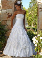 ELEGANT TAFFETA DEB BALL GOWN WITH SCATTERED PEARL RUCHING & LACE UP BACK (MS080)