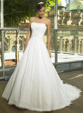 ELEGANT SILK CHIFFON WITH GATHERED CRISS CROSS BUST BRIDAL GOWN WITH LACE UP BACK (MS107)