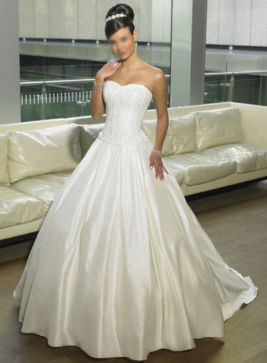 ELEGANT TAFFETA SWEETHEART CORSET BODICE BALLROOM BRIDAL DEB GOWN WITH LACE UP BACK (MS108)