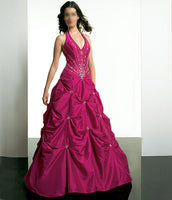 ELEGANT HOT PINK DEB BALL ENGAGEMENT FORMAL PARTY HALTER GOWN