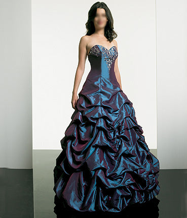 ELEGANT METALICk BLUE DEB BALL SWEETHEART EVENING PARTY GOWN (PM011)