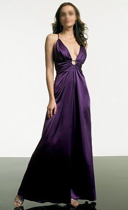 ELEGANT ROYAL PURPLE SEXY SILK EVENING PARTY DRESS (PM038)