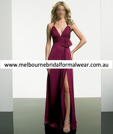 ELEGANT DEEP PINK SEXY SILK CHIFFON EVENING PARTY DRESS WITH SPLIT (PM094)