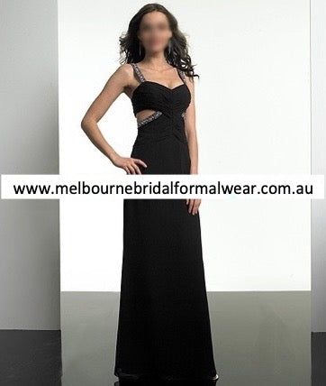 ELEGANT SEXY BLACK SILK CHIFFON SWEETHEART EVENING PARTY DRESS (PM095)