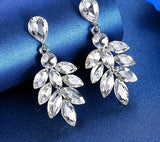 Crystal Bridal Wedding Earrings - Leaf