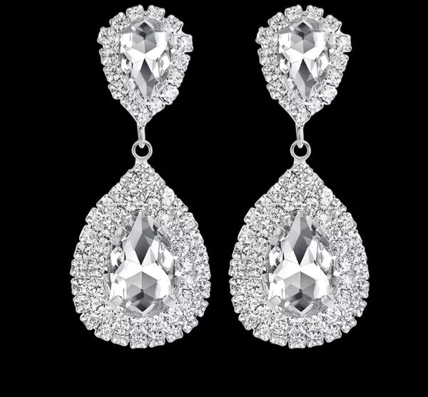 Crystal Bridal Wedding Earrings - Teardrop