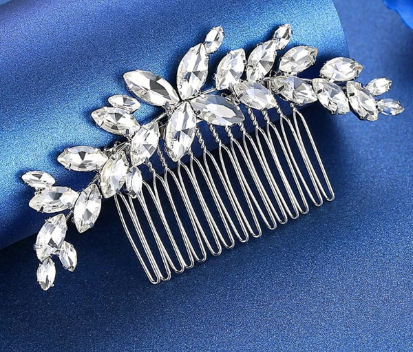 Crystal Bridal Wedding Comb - Leaf