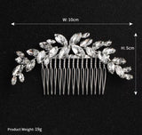 Crystal Bridal Wedding Comb - Leaf