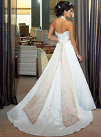 ELEGANT IVORY HALTER-NECK  BRIDAL GOWN WITH LACE AND BEADS & LACE UP BACK (MS237)