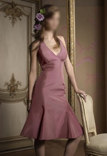 ELEGANT PINK TAFFETA HALTER COCKTAIL PARTY DRESS (WL012)