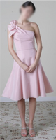 ELEGANT BABY PINK TAFFETA ONE SHOULDER COCKTAIL PARTY DRESS (WL022)