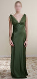 ELEGANT SILK GREEN EVENING PARTY DRESS (WL031)