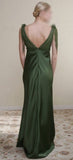 ELEGANT SILK GREEN EVENING PARTY DRESS (WL031)