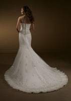 ELEGANT MERMAID CHIFFON AND LACE BRIDAL GOWN WITH TRAIN (MR011)